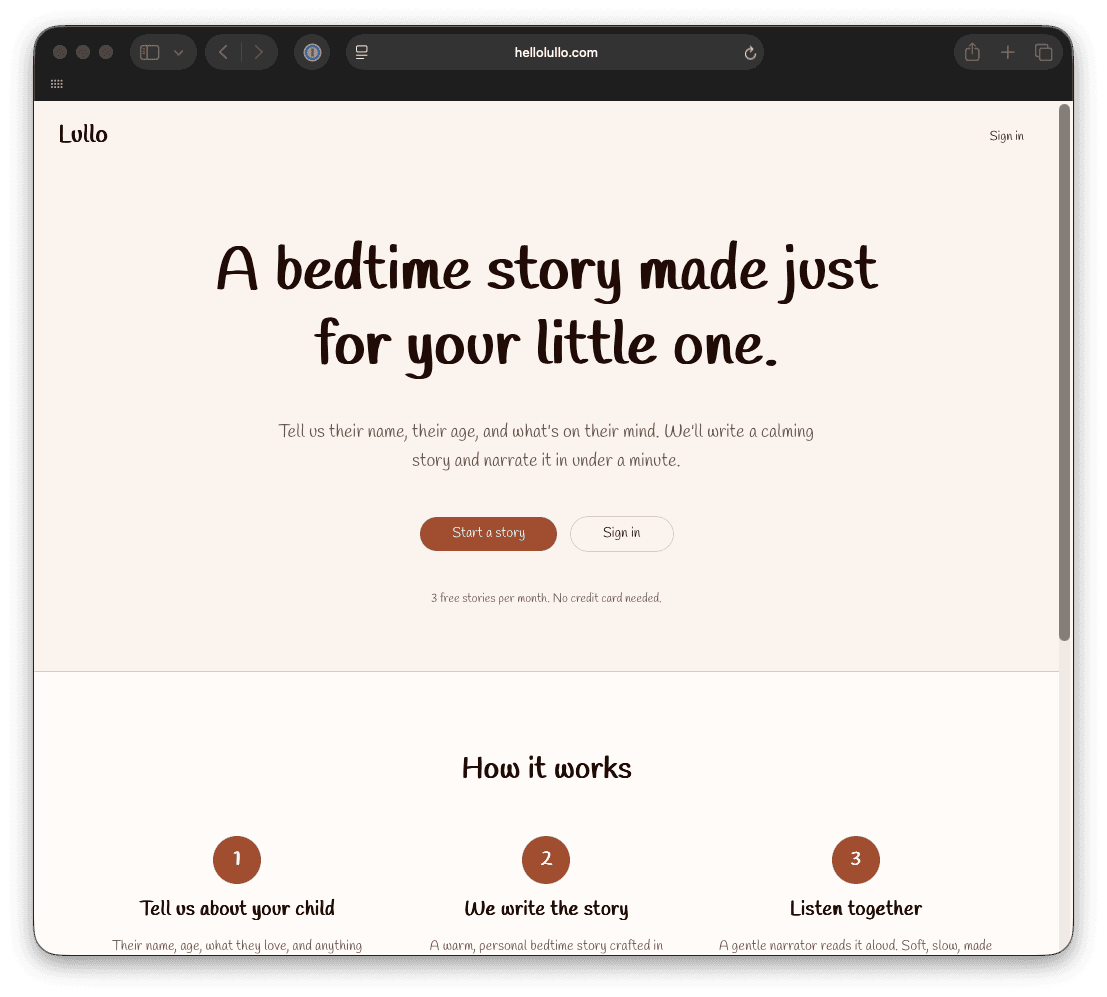 Lullo — AI-narrated bedtime stories