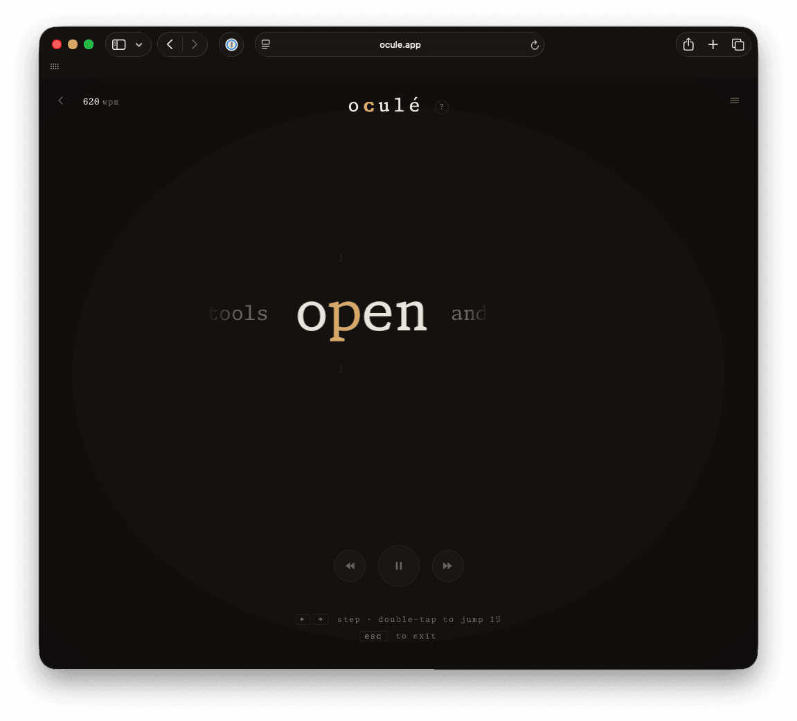 Oculé — RSVP speed-reading viewer